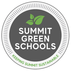Summit Green Schools Summit Green Schools logo. Graphic of circle with a three leaf green plant at top. Words "Summit Green Schools" inside the circle below plant. "Keeping Summit Sustainable" in an arch at the bottom.